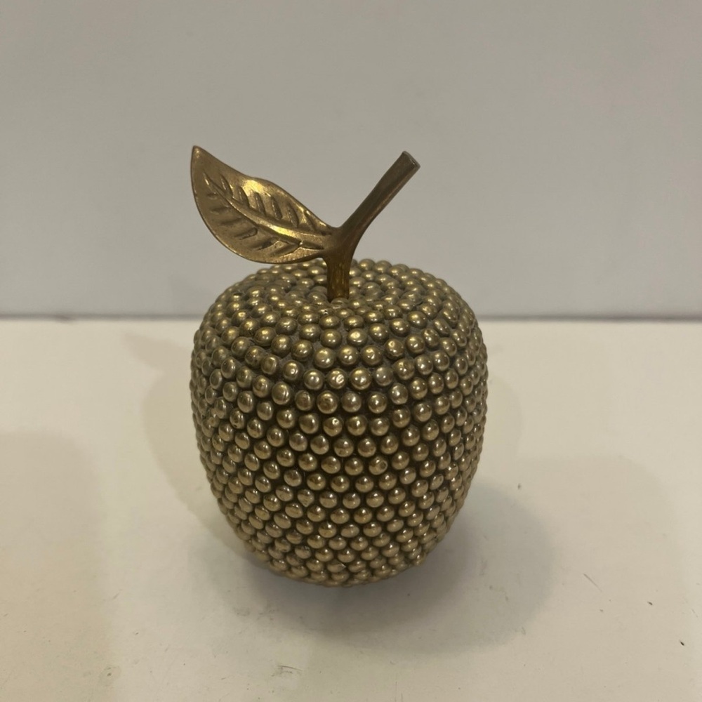 Vintage Brass Beaded Studded Apple Figurine